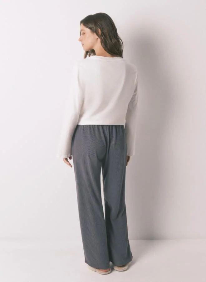 women'secret Long soft textured grey fleece trouser